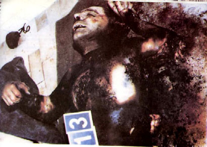 Bosnian Serb civilian Zdravko Eric executed, burned and mutilated by the Bosnian Muslim paramilitary group Mosque Doves, Djamijski Golubovi, under Midhat Grahic fron Zvornik.