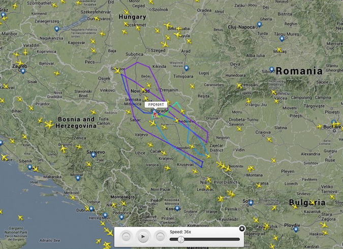 Погледајте мапу лета FPO101T над Републиком Србијом који је полетео из Београда и вратио се у њега! Шта је могао уопште да радити сем да баца неки отров, а сада и знамо који, јер Војска чува окупаторска америчка постројења по Србији! Погледајте путању овог суманутног лета!