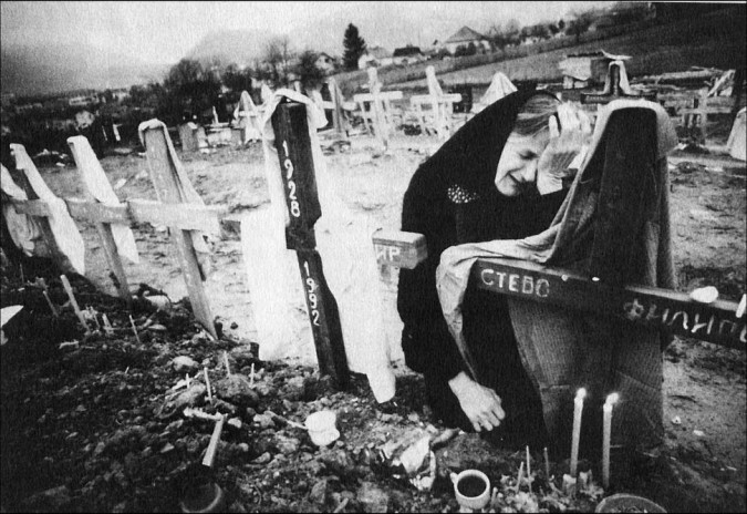 A Bosnian Serb mother grieves over her loved ones – brutally murdered by Izetbegovic’s/Oric’s Islamist troops.