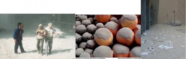 Прашина је прекрила велики део Менхетна. На слици се види нуклеарна прашина на једној тезги са воћем.