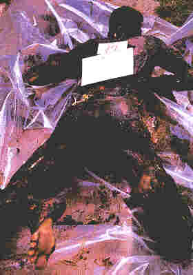 Burned remains of Milomir Prodanovic, a Serb from Podravnje near Milici, Bosnia. (From: “The Suppressed Serbian Voice And The Free Press In America” By William Dorich, 1994 – pp 20, 22.)