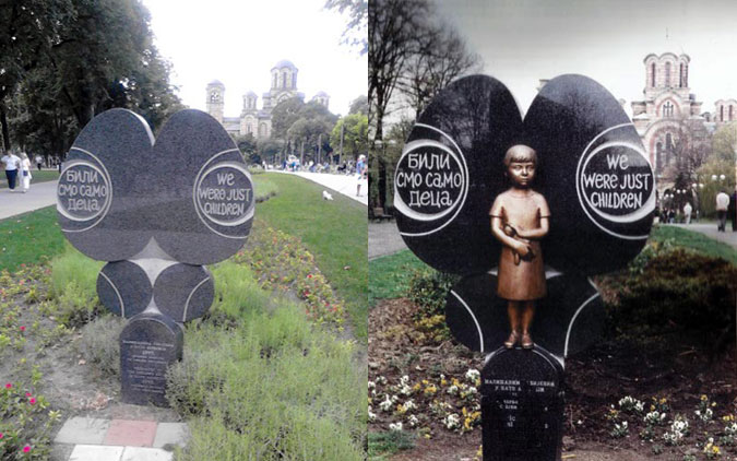 У Београд на Ташмајдан' у парку се спомен диже србској дјеци што су пала јер их НАТО бомба стиже. Милице је Ракић биста постављена у парк била на срамоту и поругу освајачких НАТО сила.